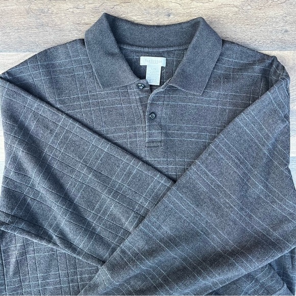 Van Heusen Gray Polo Long Sleeve Shirt Mens Large - Picture 7 of 10